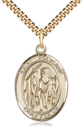 14kt Gold Filled Saint Polycarp of Smyrna Medal Catholic Jewelry Engraved Catholic Saint Jewelry