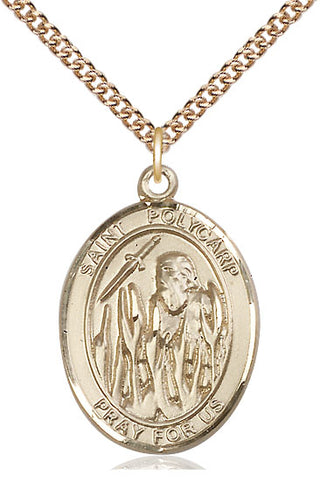 14kt Gold Filled Saint Polycarp of Smyrna Medal Catholic Jewelry Engraved Catholic Saint Jewelry
