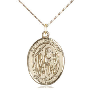 14kt Gold Saint Polycarp of Smyrna Medal Engraved Catholic Saint Jewelry