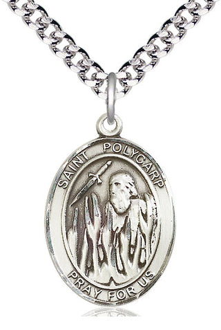 Pewter Saint Polycarp of Smyrna Medal Catholic Jewelry Engraved Catholic Saint Jewelry