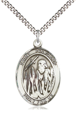 Pewter Saint Polycarp of Smyrna Medal Catholic Jewelry Engraved Catholic Saint Jewelry