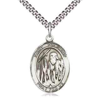 Sterling Silver Saint Polycarp of Smyrna Medal Catholic Jewelry Engraved Catholic Saint Jewelry