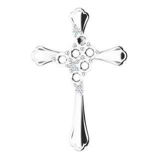 Sterling Silver 6-Stone .08 CTW Natural Diamond Semi-Set Family Cross Pendant