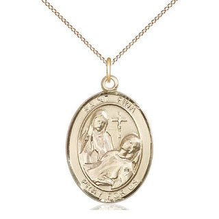 14kt Gold Filled Saint Fina Medal Catholic Jewelry Engraved Catholic Saint Jewelry
