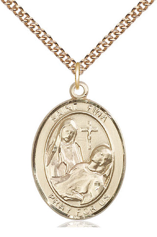 14kt Gold Filled Saint Fina Medal Catholic Jewelry Engraved Catholic Saint Jewelry