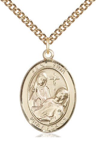 14kt Gold Filled Saint Fina Medal Catholic Jewelry Engraved Catholic Saint Jewelry