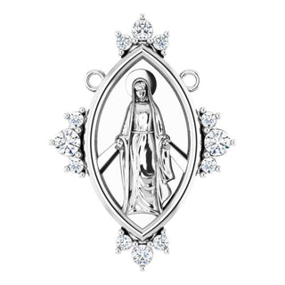 14K White 1/5 CTW Lab-Grown Diamond Miraculous Mary Necklace Center