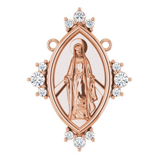 14K Rose 1/5 CTW Lab-Grown Diamond Miraculous Mary Necklace Center