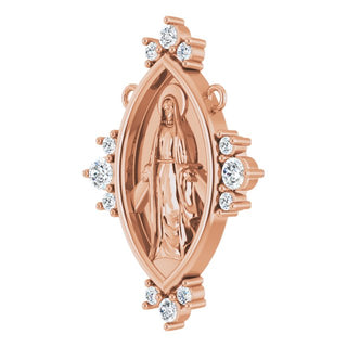 14K Rose 1/5 CTW Lab-Grown Diamond Miraculous Mary Necklace Center
