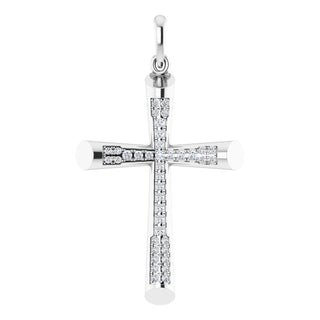 14K White 1/4 CTW Natural Diamond Micro PavÃ© Cross Pendant  