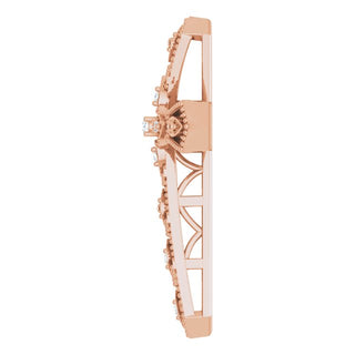 14K Rose .025 CTW Natural Diamond Cross Pendant 
