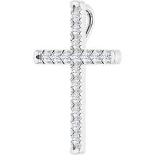 Platinum 1/4 CTW Natural Diamond French-Set Cross Pendant