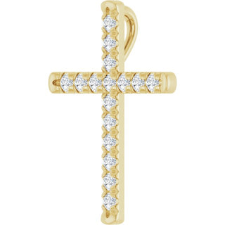 14K Yellow 1/4 CTW Natural Diamond French-Set Cross Pendant