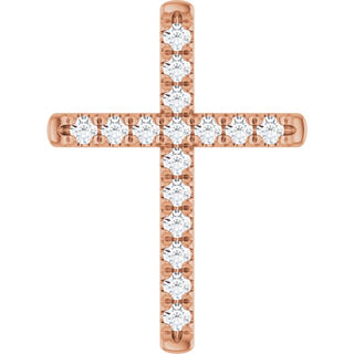 14K Rose 1/4 CTW Natural Diamond French-Set Cross Pendant