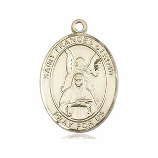 14kt Gold Filled Saint Frances of Rome Medal Engraved Catholic Saint Jewelry