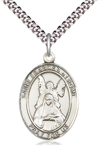 Pewter Saint Frances of Rome Medal Catholic Jewelry Engraved Catholic Saint Jewelry