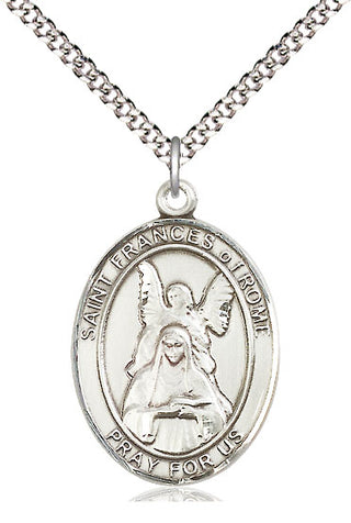 Pewter Saint Frances of Rome Medal Catholic Jewelry Engraved Catholic Saint Jewelry