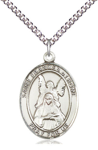 Sterling Silver Saint Frances of Rome Medal Catholic Jewelry Engraved Catholic Saint Jewelry