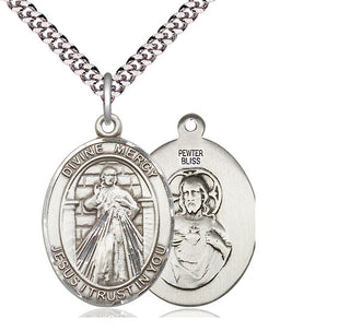 Pewter Divine Mercy Medal Catholic Jewelry