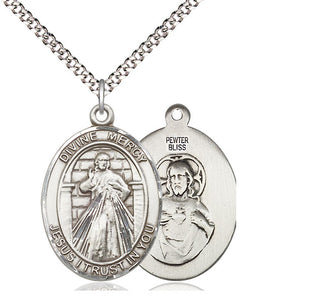 Pewter Divine Mercy Medal Catholic Jewelry