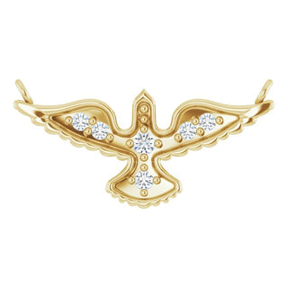14K Yellow .05 CTW Natural Diamond Petite Holy Spirit Necklace Center