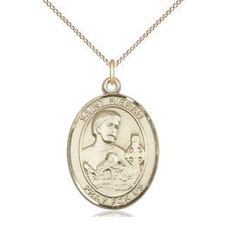 14kt Gold Saint Kieran Medal Engraved Catholic Saint Jewelry