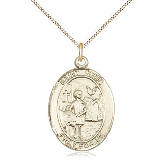 14kt Gold Saint Vitus Medal Engraved Catholic Saint Jewelry