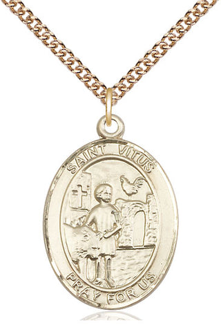 14kt Gold Saint Vitus Medal Engraved Catholic Saint Jewelry