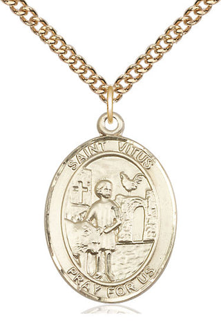 14kt Gold Saint Vitus Medal Engraved Catholic Saint Jewelry