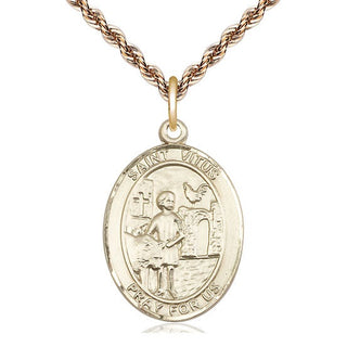 14kt Gold Saint Vitus Medal Engraved Catholic Saint Jewelry