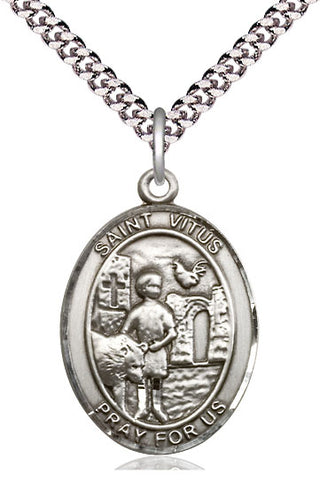 Pewter Saint Vitus Medal Catholic Jewelry Engraved Catholic Saint Jewelry