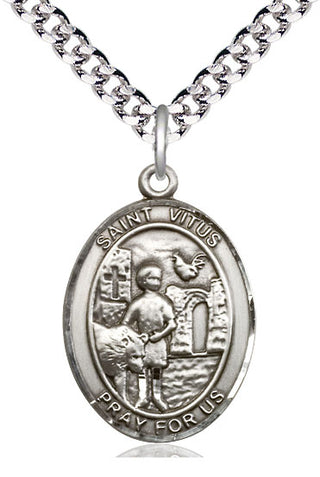 Sterling Silver Saint Vitus Medal Catholic Jewelry Engraved Catholic Saint Jewelry