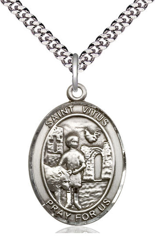 Sterling Silver Saint Vitus Medal Catholic Jewelry Engraved Catholic Saint Jewelry