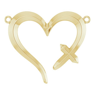 10K Yellow Cross & Open Heart Necklace Center