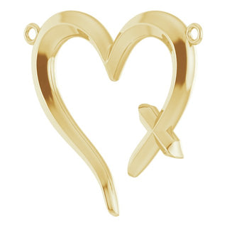 18K Yellow Cross & Open Heart Necklace Center
