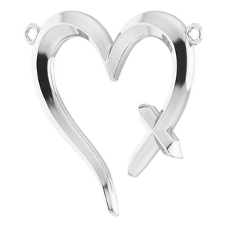 14K White Cross & Open Heart Necklace Center