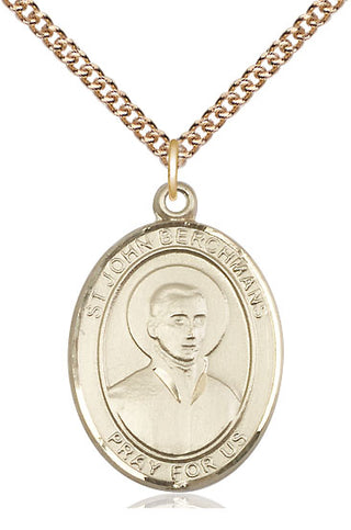 14kt Gold Filled Saint John Berchmans Medal Catholic Jewelry Engraved Catholic Saint Jewelry