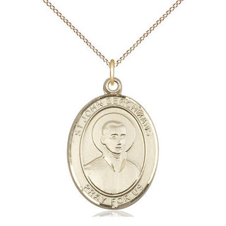 14kt Gold Saint John Berchmans Medal Engraved Catholic Saint Jewelry