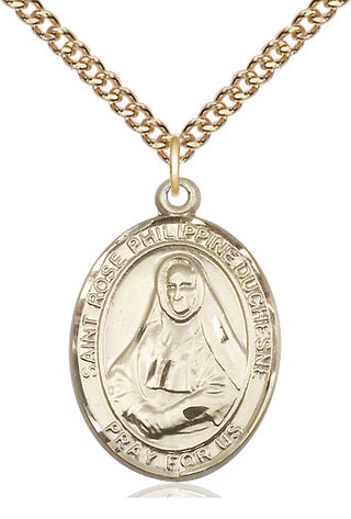 14kt Gold Filled Saint Rose Philippine Medal Catholic Jewelry Engraved Catholic Saint Jewelry