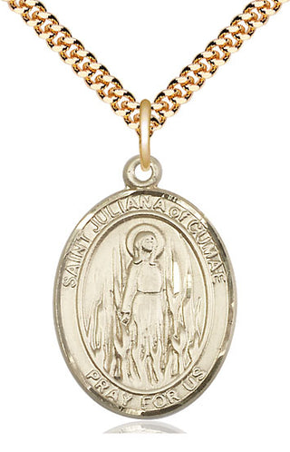 14kt Gold Filled Saint Juliana Medal Catholic Jewelry Engraved Catholic Saint Jewelry
