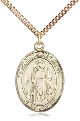 14kt Gold Filled Saint Juliana Medal Catholic Jewelry Engraved Catholic Saint Jewelry