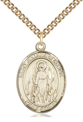 14kt Gold Filled Saint Juliana Medal Catholic Jewelry Engraved Catholic Saint Jewelry