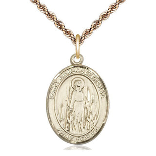 14kt Gold Filled Saint Juliana Medal Catholic Jewelry Engraved Catholic Saint Jewelry