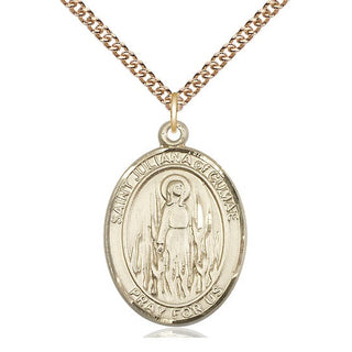 14kt Gold Saint Juliana Medal Engraved Catholic Saint Jewelry