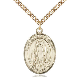 14kt Gold Saint Juliana Medal Engraved Catholic Saint Jewelry