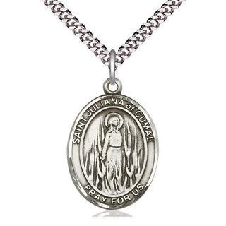 Pewter Saint Juliana Medal Catholic Jewelry Engraved Catholic Saint Jewelry