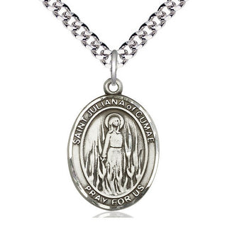 Pewter Saint Juliana Medal Catholic Jewelry Engraved Catholic Saint Jewelry
