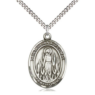 Pewter Saint Juliana Medal Catholic Jewelry Engraved Catholic Saint Jewelry