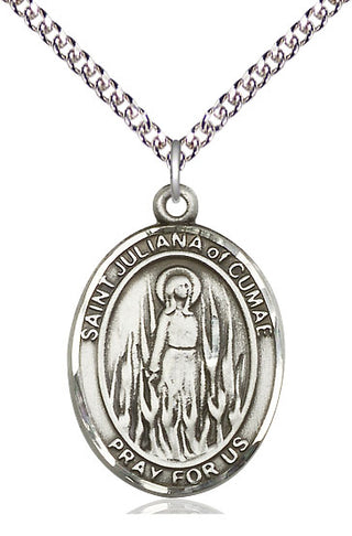 Sterling Silver Saint Juliana Medal Catholic Jewelry Engraved Catholic Saint Jewelry