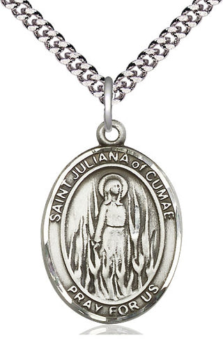 Sterling Silver Saint Juliana Medal Catholic Jewelry Engraved Catholic Saint Jewelry